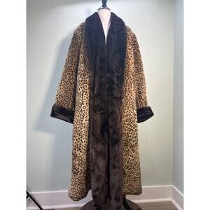 Vintage Komitor Faux Leopard Fur Coat Oversize 22/24 Plush Soft Long Statement
